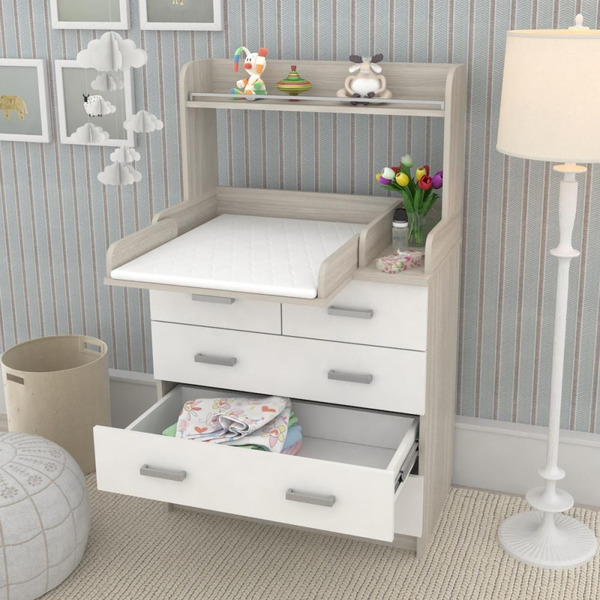 Комод пеленальный Атон Сириус-2 Полка 805 ЛДСП (шимо светлый/белый)