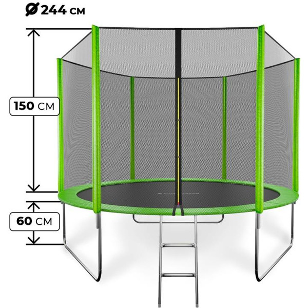 Батут GetActive Jump 8FT с внешней сеткой лестницей зеленый (J8L)