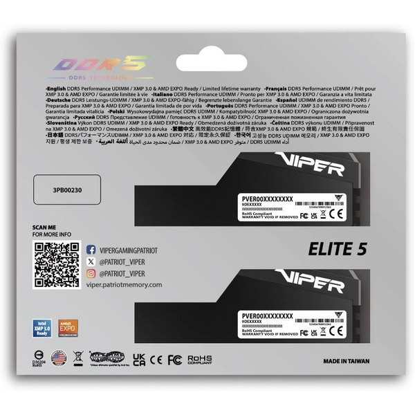 Оперативная память Patriot Viper Elite 5 Ultra 5 2x16ГБ DDR5 6000 МГц VEU532G6028K