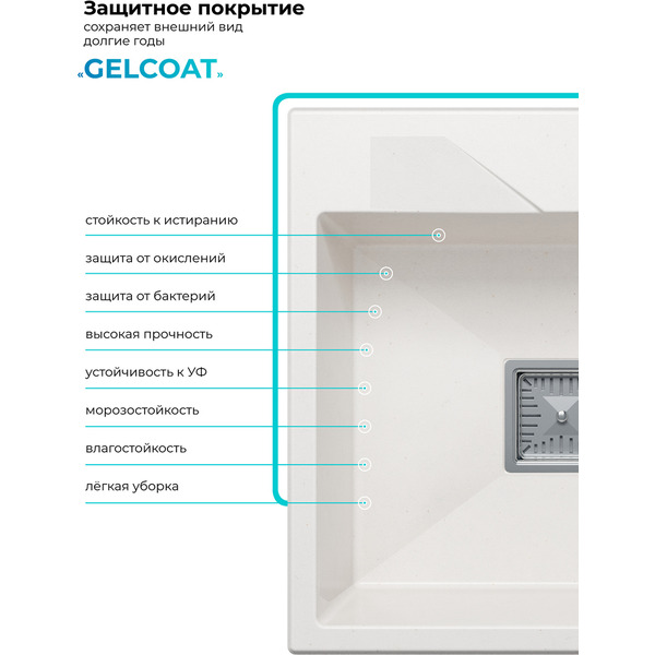 Кухонная мойка Polygran Blade 500 (белый хлопок)
