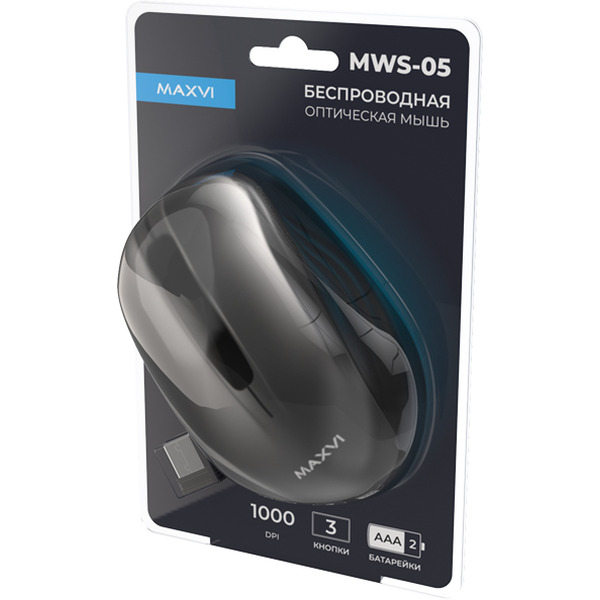 Мышь Maxvi MWS-05 (черный)