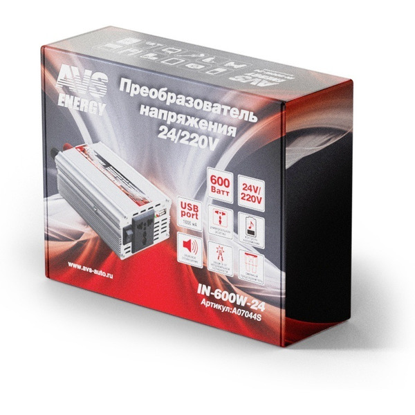 Автомобильный инвертор AVS 24/220V IN-600W-24
