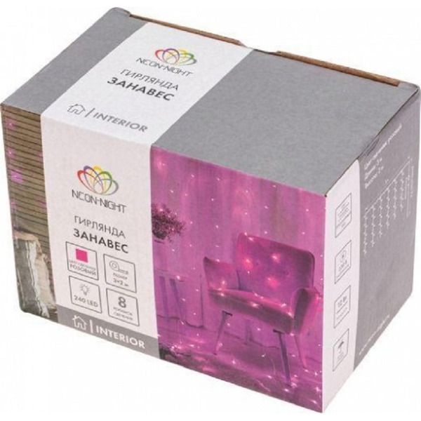 235-097 ДОЖДЬ 3х2 м 240 LED, розовый NEON-NIGHT