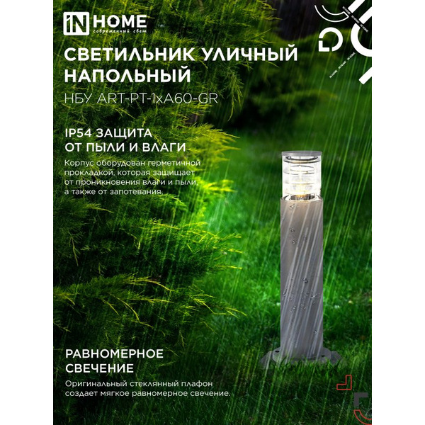 Светильник уличный настенный IN HOME НБУ ART-PT-A60-GR (4690612048505)