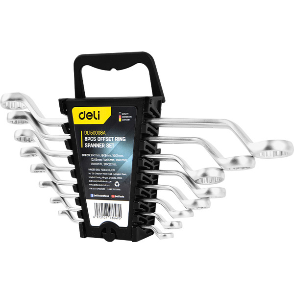 Набор ключей накидных изогнутых Deli EDL150008A