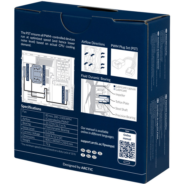 Вентилятор для корпуса Arctic Cooling F8 PWM PST AFACO-080P0-GBA01