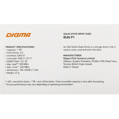 SSD Digma Run P1 1TB DGSR2001TP13T