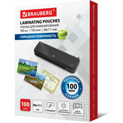 Пленка для ламинирования BRAUBERG Brauberg 80x111 мм 100 мкм 100 шт 530902
