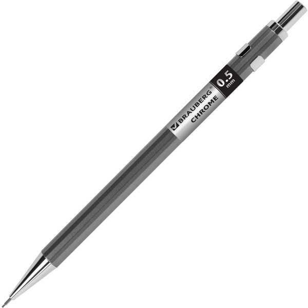 Карандаш BRAUBERG CHROME 181969 0,5 мм + грифели HB 12 шт