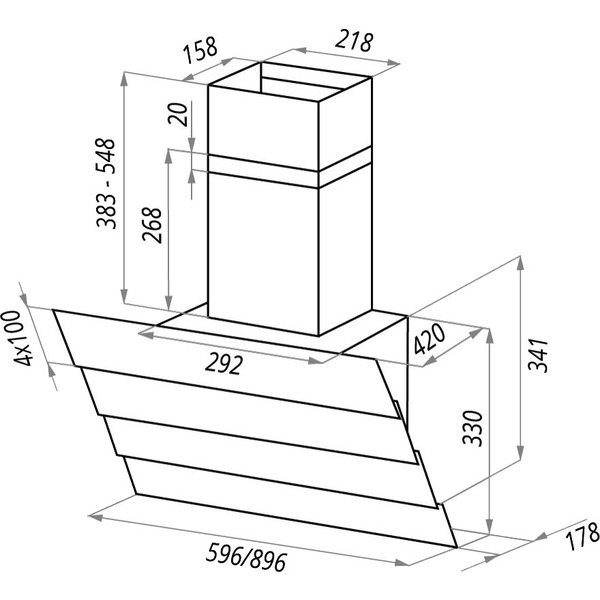 Кухонная вытяжка Maunfeld Cascada Quart 90 (бежевый)