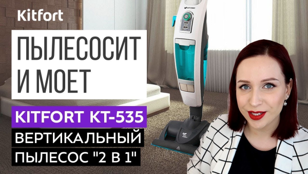 Вертикальный паровой пылесос KITFORT КТ-535-1 черный