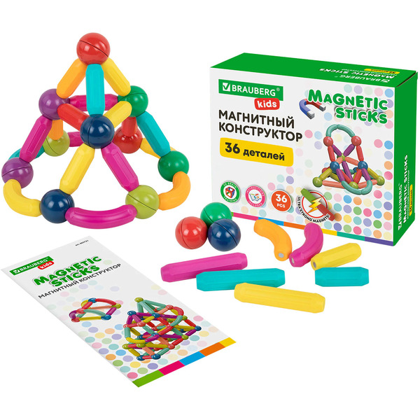Магнитный конструктор Brauberg Kids Magnetic Sticks 665721
