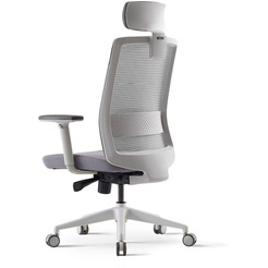 Кресло BESTUHL S30 (белая рама, спинка-сетка черн., сиденье-ткань серый)