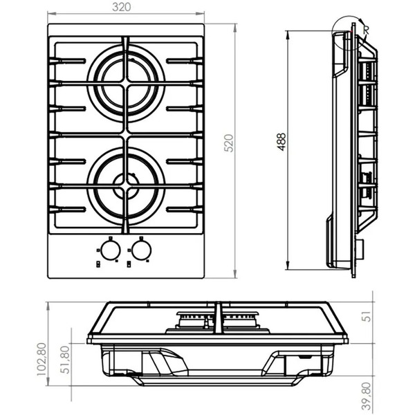 Газовая варочная панель Konigin Flash 302 BK
