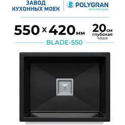 Кухонная мойка POLYGRAN Blade 550 Космос №316 (черный металлик) 72685316