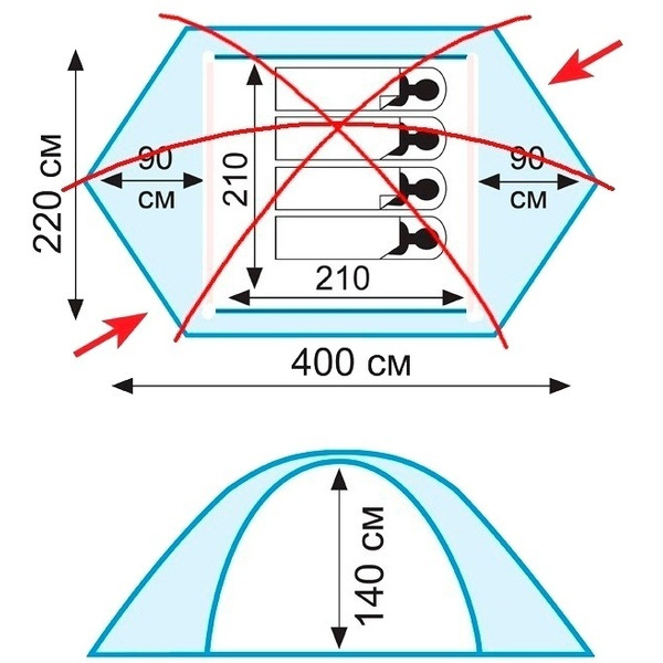 Палатка TRAMP Rock 4 v2 (TRT-29g) зеленый