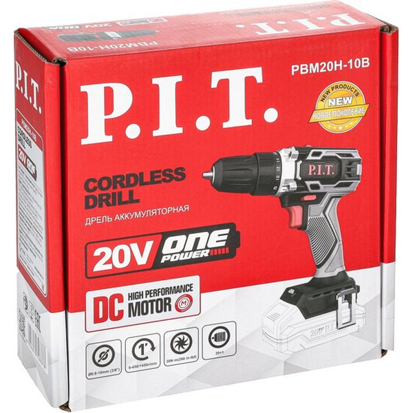 Дрель-шуруповерт P.I.T. PBM20H-10B (без АКБ и ЗУ)