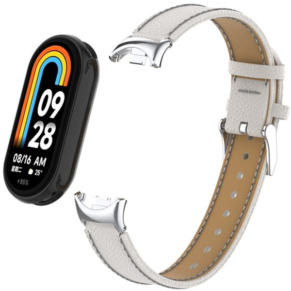 Ремешок Bingo Leather Litchi для XIAOMI Mi Band 8 Белый