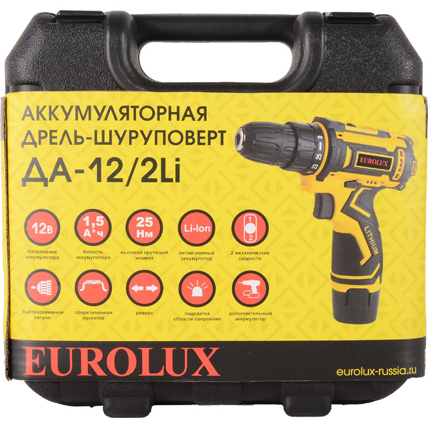 Дрель-шуруповерт Eurolux ДА-12/2Li 72/14/38