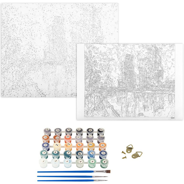 Картина по номерам ОСТРОВ СОКРОВИЩ «Магия неоновых огней. Москва-сити» 662890