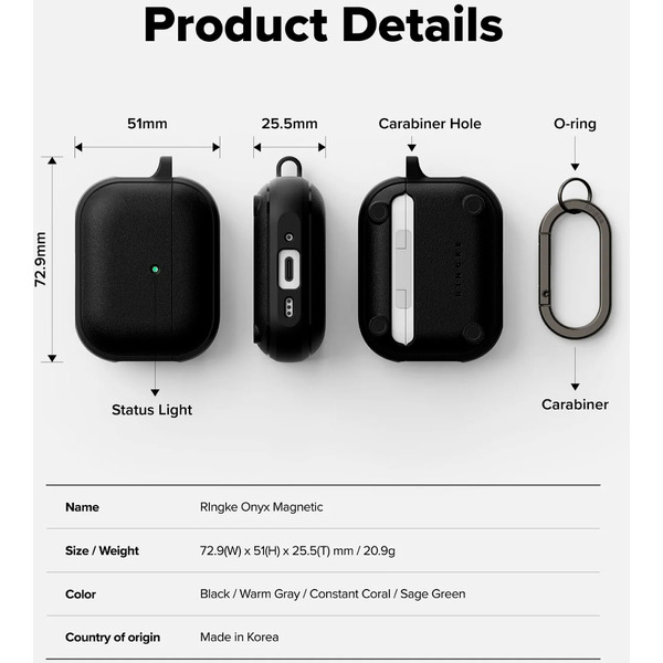 Чехол Ringke Onyx Magnetic для AirPods Pro 3 BLACK