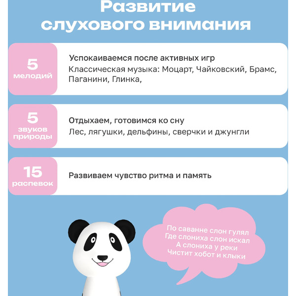Развивающая игрушка BertToys Панда Тичи (белый)