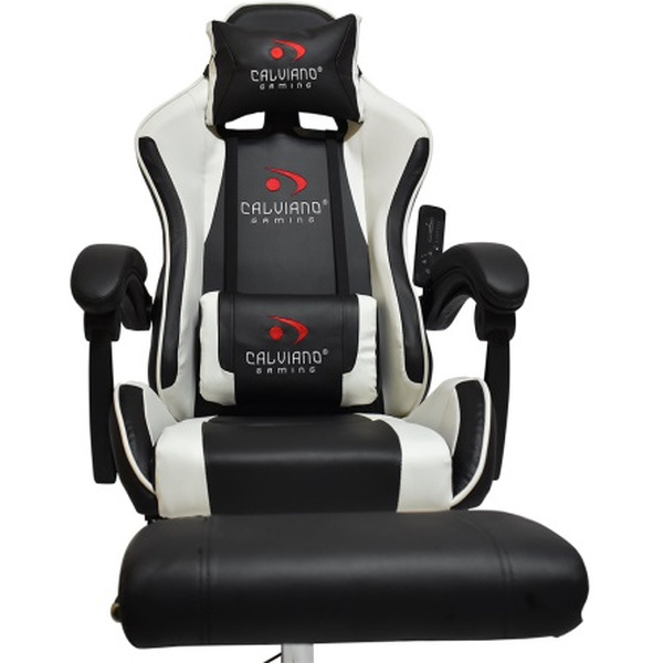 Игровое кресло Calviano Avanti Ultimato (черный/белый, с подножкой)