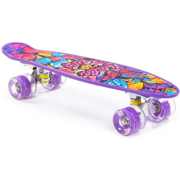 Доска роликовая Полесье 89625 (56 см) фиолетовая с наклейкой и фиолетовыми колёсами
