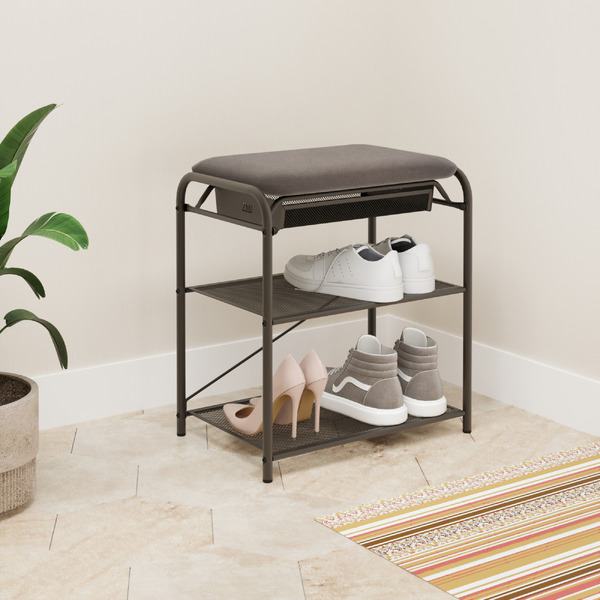 Полка для обуви ЗМИ Гранада 13В НБК с сиденьем и ящиком (черный)