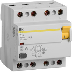 Устройство защитного отключения IEK ВД1-63 4Р 25А 30мА MDV10-4-025-030