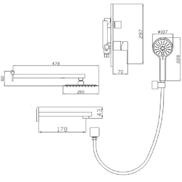 Душевая система Potato P3330-3