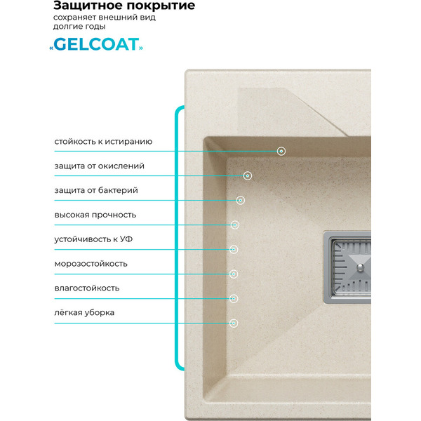 Кухонная мойка Polygran Blade 500 (кремовый)