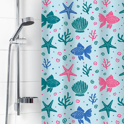 Штора для ванной комнаты Вилина 6984 Одиссея (голубой)