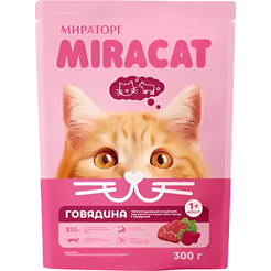 Сухой корм для кошек Мираторг Miracat Для взрослых кошек всех пород с говядиной (300г)