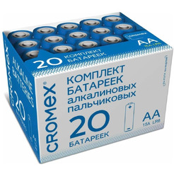 Батарейки CROMEX 20 шт, Alkaline, АА(LR6,15А) в коробке