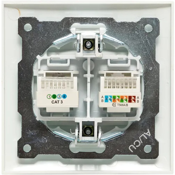 Розетка EKF Валенсия 2-местная RJ-45+RJ11 (белый)