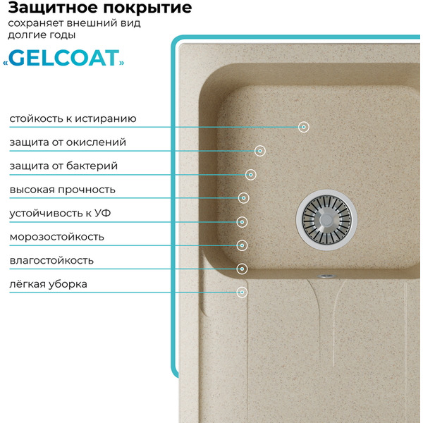 Кухонная мойка Polygran Alto 780 (опал)