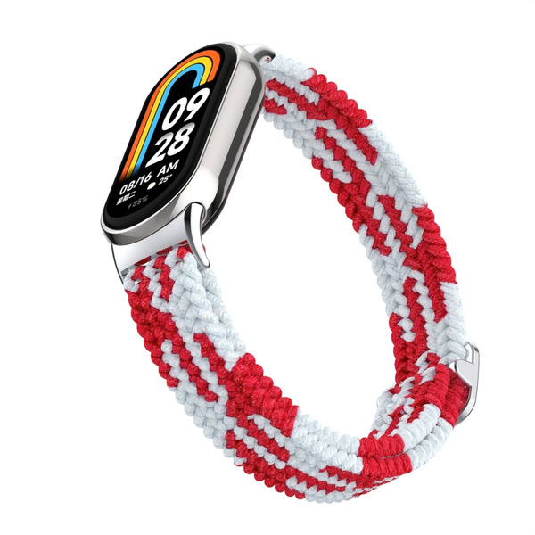 Ремешок Bingo Braided для Xiaomi Mi Band 8 (красный с белым)