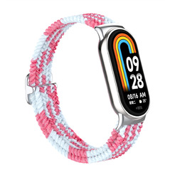 Ремешок Bingo Braided для Xiaomi Mi Band 8 (розовый с белым)