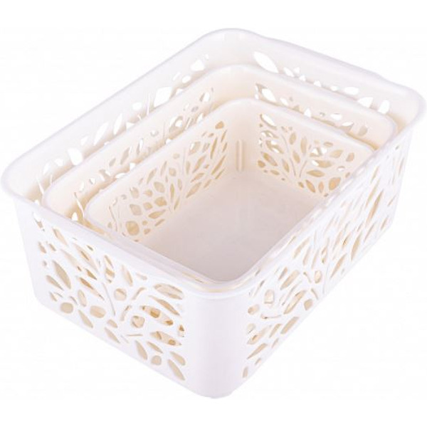 Набор корзин Полимербыт Leaves 4344803 (молочный)