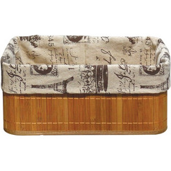 Бамбуковая корзинка с покрытием из натурального льна Рыжий кот BLB-09-2, арт.M312137, 32х23х14см