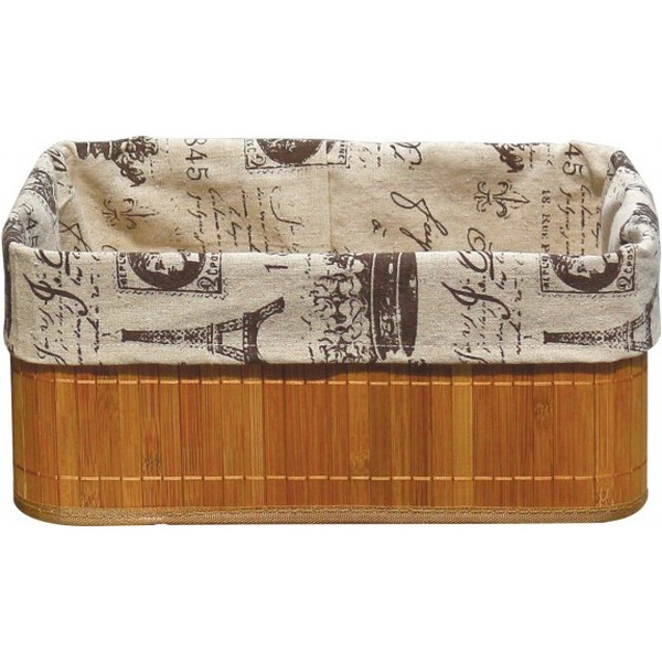 Бамбуковая корзинка с покрытием из натурального льна Рыжий кот BLB-09-2, арт.M312137, 32х23х14см