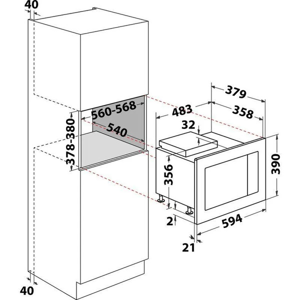 Встраиваемая микроволновая печь Hotpoint MF25G BL H