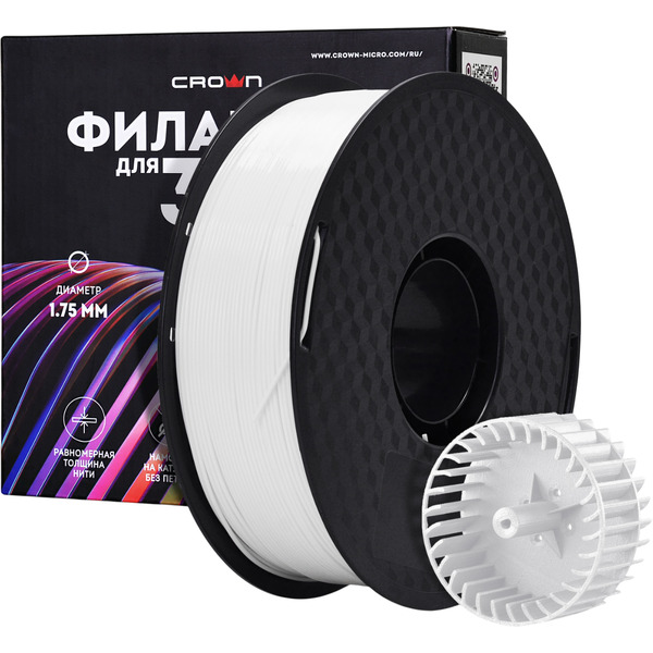 Пластик для 3D-печати Crown CM-FILABS019W (1.75мм, 1кг, белый)