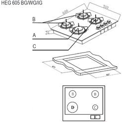 Газовая варочная панель Evelux HEG 605 BG