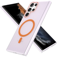 Задняя накладка CASE Translucent Strip Samsung Galaxy S22 Ultra, прозрачно-оранжевый