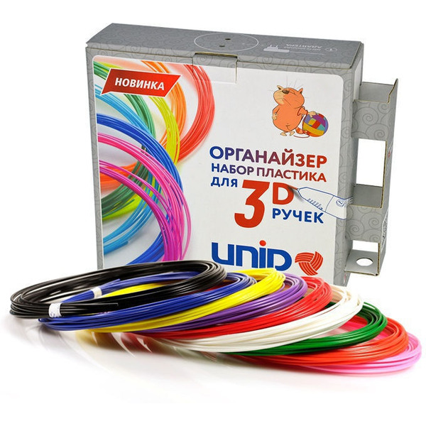 UNID Набор-органайзер с пластиком для 3D ручек: ABS9 (по 10м. 9 цветов в коробке)