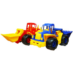 Трактор Нордпласт Богатырь с грейдером 99 (синий/желтый)