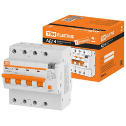 Дифференциальный автомат TDM АД14 4P C16 30мА 4.5кА тип АС SQ0204-0130