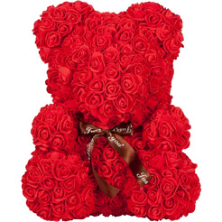 Мишка из роз TEDDY ROSE BEAR красный (8014)